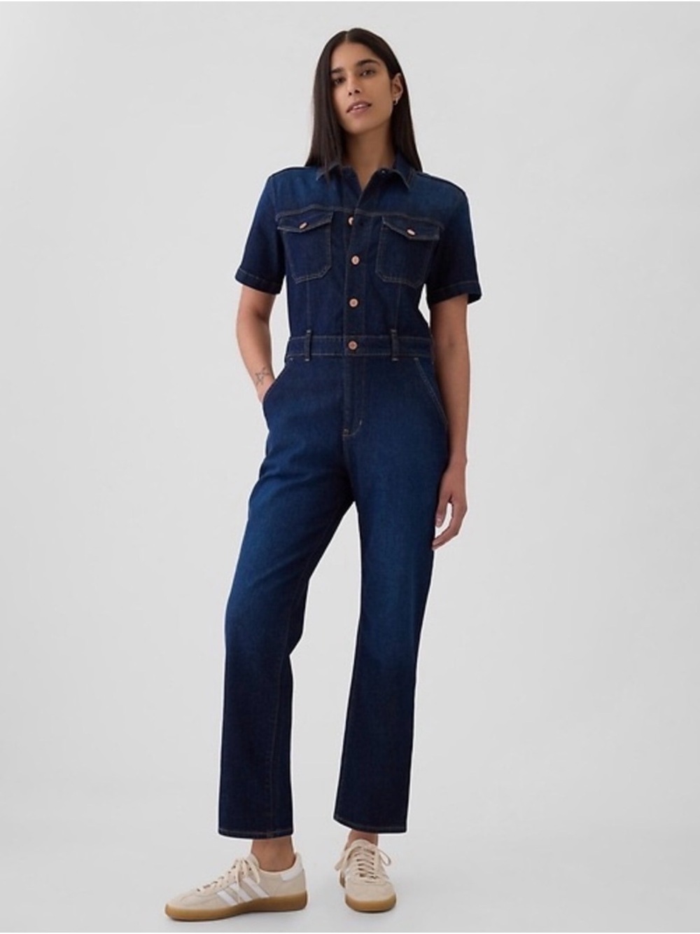 Gap Dark Blue Women's Denim Jumpsuit short sleeve
